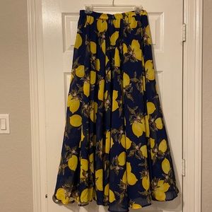 Lemon Print Maxi Skirt